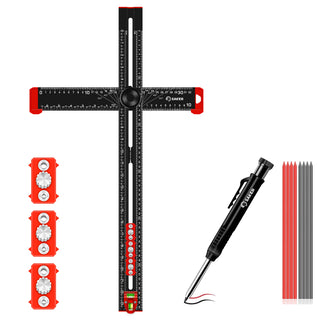 Saker 4 in 1 Black Drilling Positioning Ruler