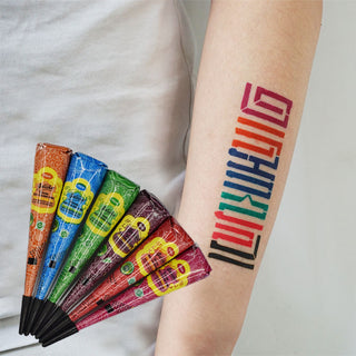 SAKER® 6 Multi Color Temporary Tattoo Paste Cones