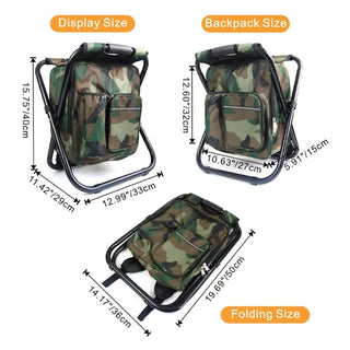 SAKER® Folding Camping Stool Backpack Insulated Cooler Bag