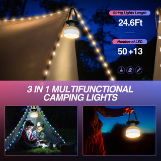 SAKER® Multicolored Camping Light String