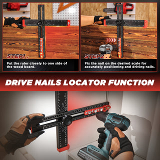 Saker 4 in 1 Black Drilling Positioning Ruler