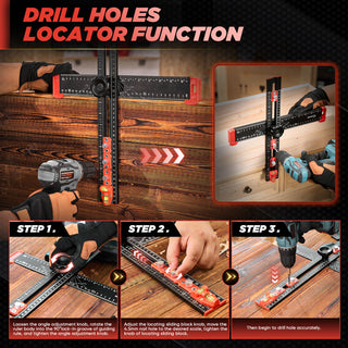 Saker 4 in 1 Black Drilling Positioning Ruler