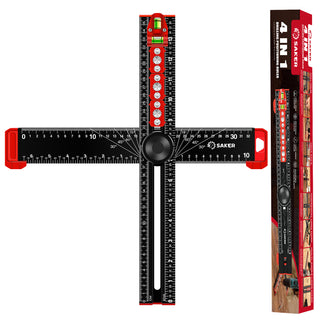 Saker 4 in 1 Black Drilling Positioning Ruler