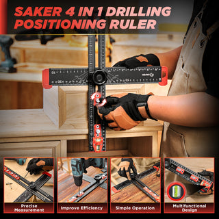 Saker 4 in 1 Black Drilling Positioning Ruler