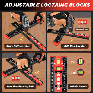 Saker 4 in 1 Black Drilling Positioning Ruler